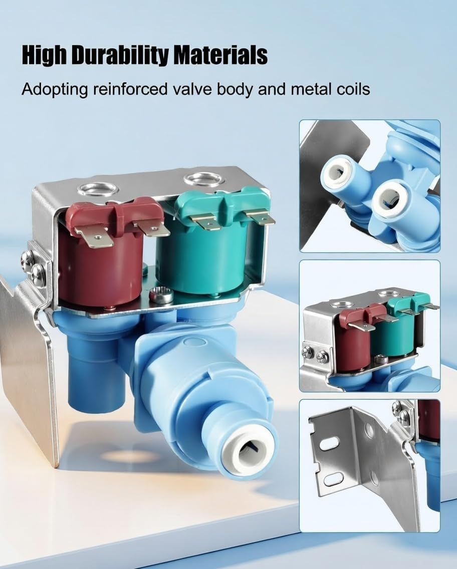 W10822681 Refrigerator Water Inlet Valve for Whirlpool Kenmore Maytag KitchenAid Amana Ikea, Blue W10408179 2304757 2205762 W10408179VP 2188746 2186486 2315534 4389177 2188708 AP5985115 PS11723179