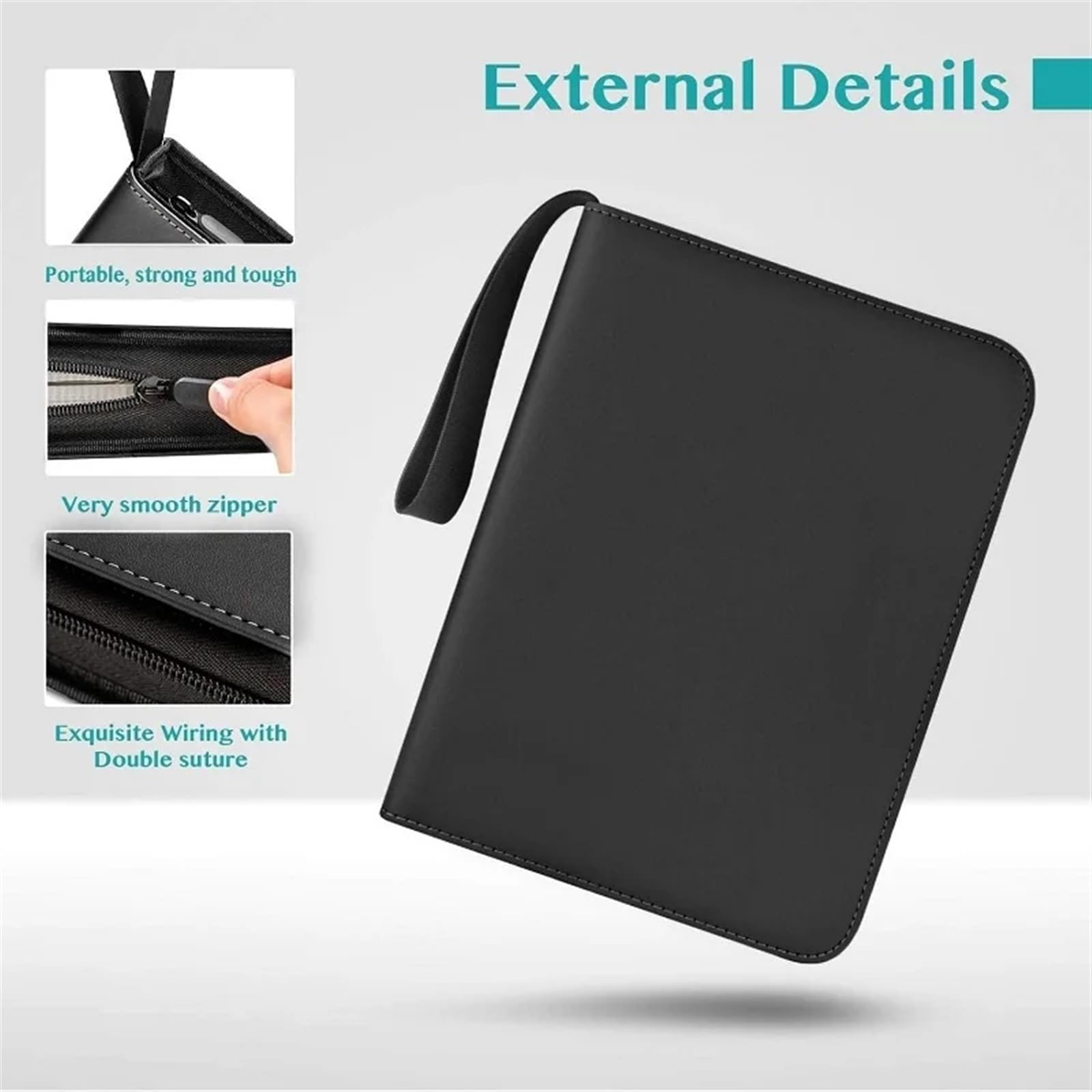 Carpeta de Tarjetas coleccionables con 900 Bolsillos, Estuche portátil (Negro, 33,5 x 27 cm)