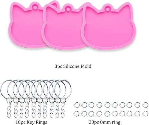 Miniatura 7 de AMZTOART 3 moldes de silicona de resina de corazón mini súper brillante, molde de llavero para manualidades, resina epoxi, molde de dijes de arte
