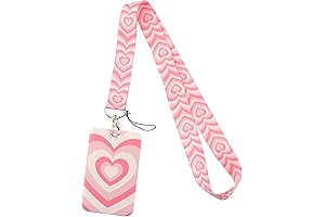 Personalized Lanyard with Pink Heart ID Badge Holders
