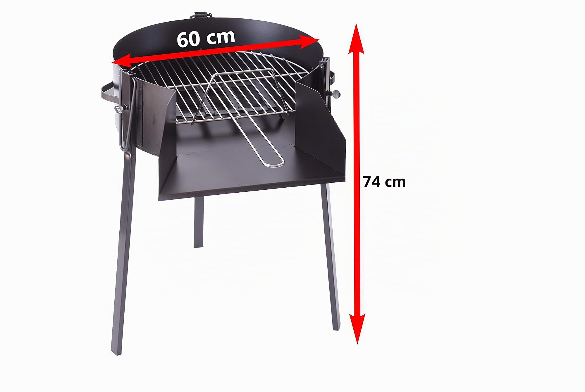 LepantoGarden Barbacoa grande portátil carbón redonda 60 cnt de Chapa para Carbon, barbacoa con patas desmontables y parilla.
