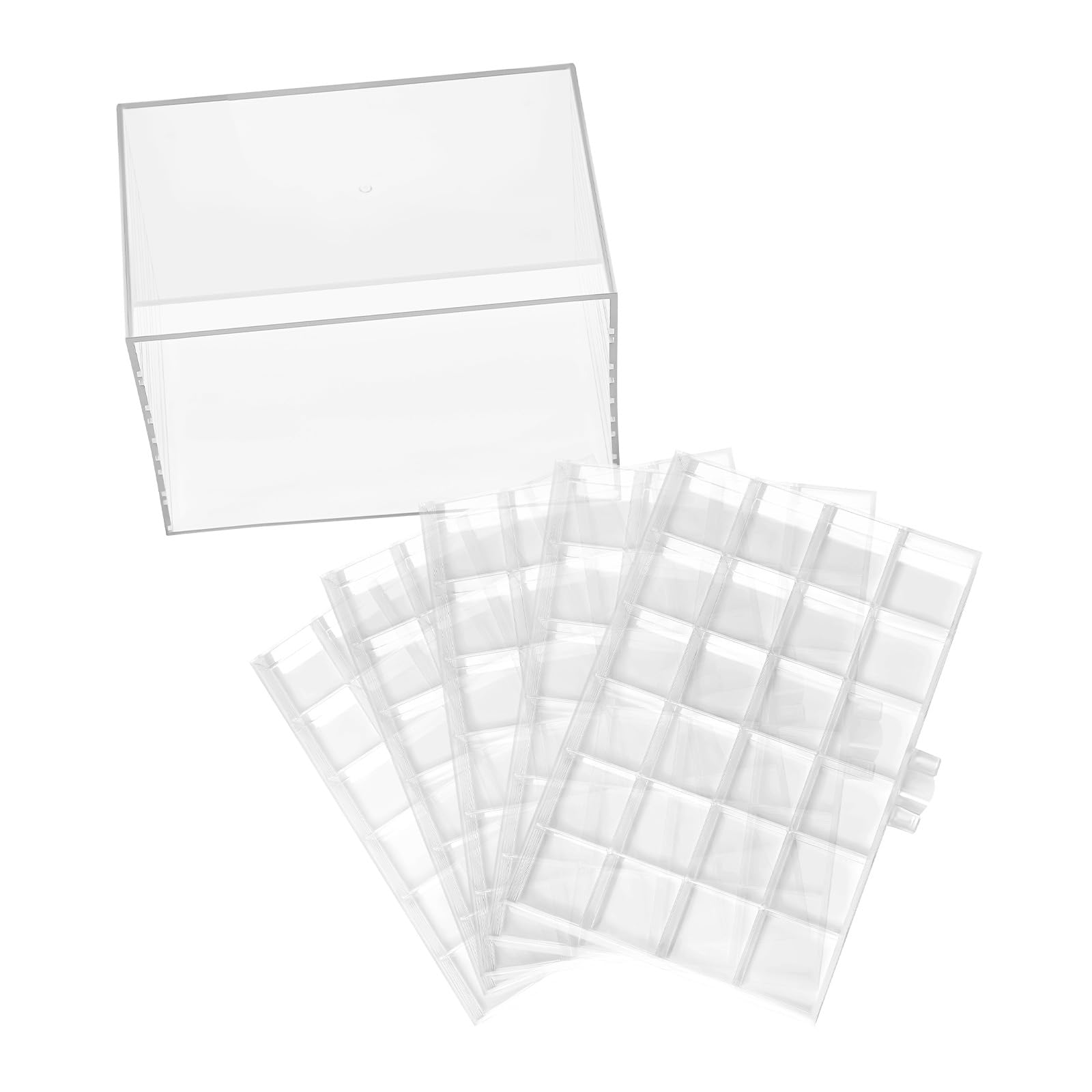 Scatola con 5 cassetti, scatole trasparenti con 120 griglie, per piccoli oggetti, per gioielli, perline, orecchini, con scomparti, in plastica Lego