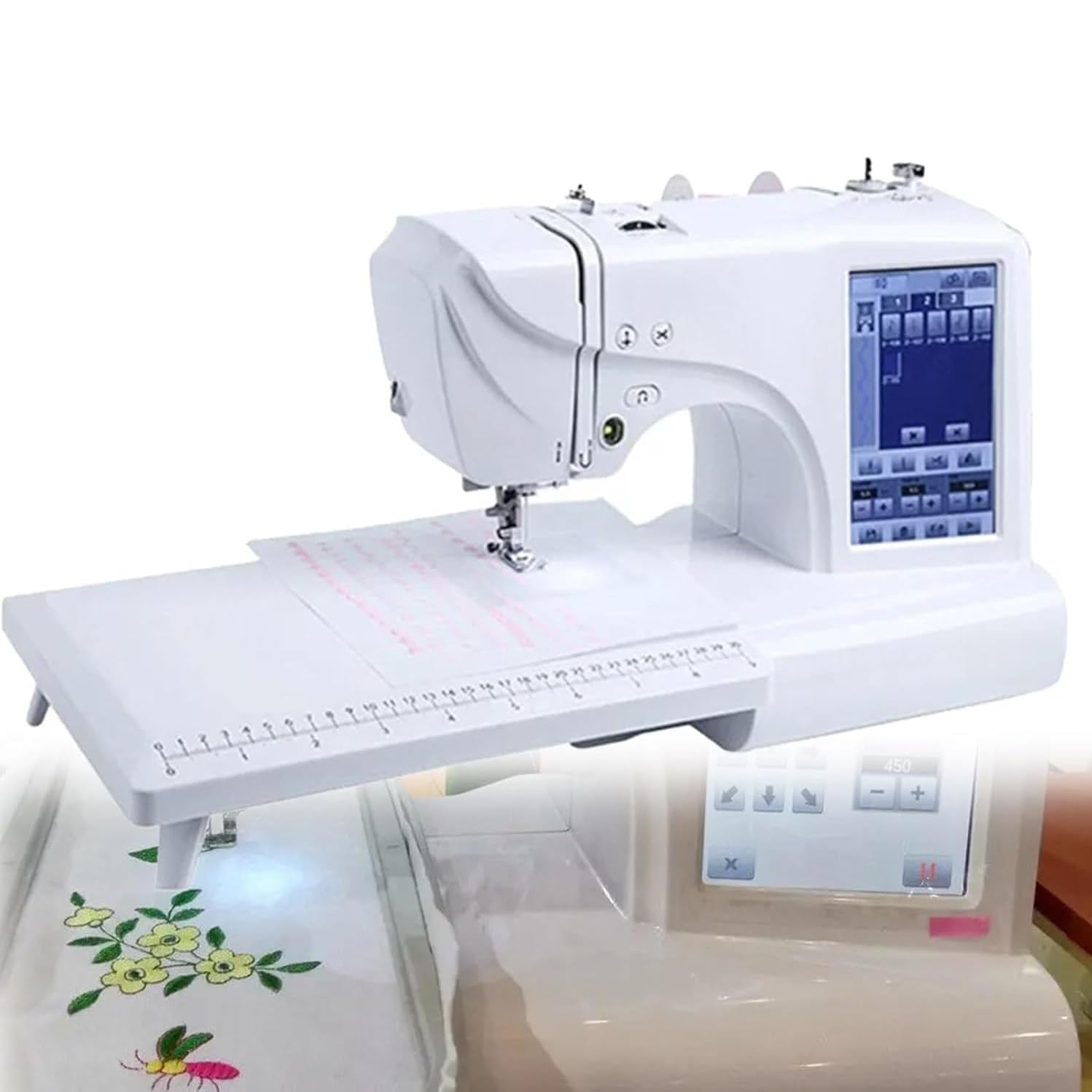 Máquina De Coser Automática, Máquina De Bordar Eléctrica con área De Bordado De 4 X 4/4 X 9,2" Y Pantalla Táctil LCD, 210 Letras Incorporadas Y 30 Bordes De Patrón, Puerto USB - Costura Fácil