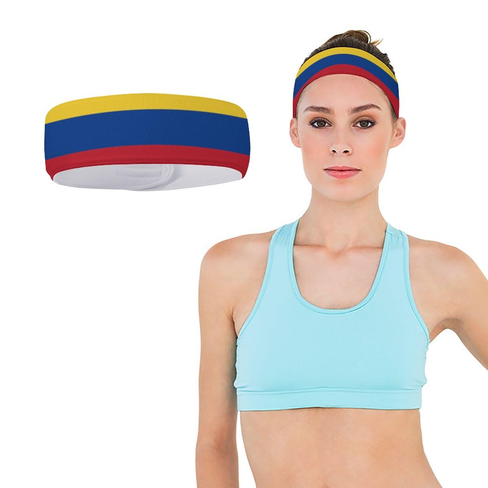 Bandeau De Course à Pied Imprimé Drapeau De La Colombie Pour Homme Et Femme, Bandeau De Sport évacuant L'humidité