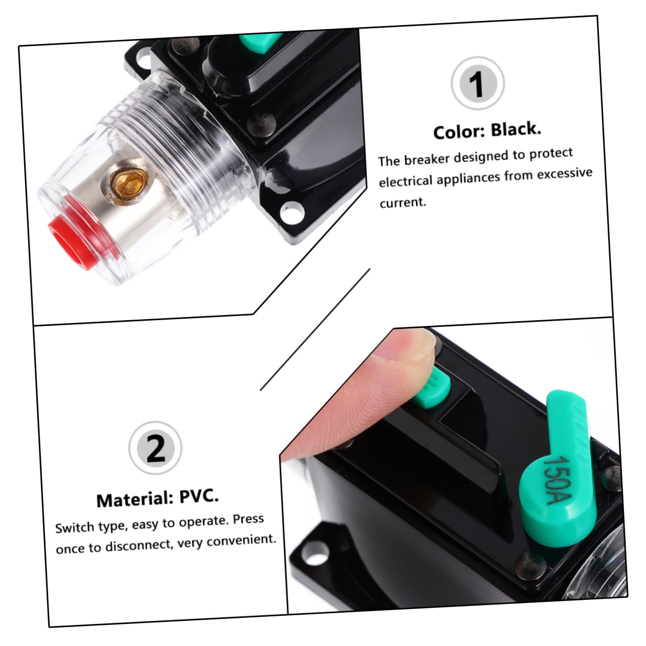 Gatuida Lot De 3 Fusibles 150 A À Réinitialisation Manuelle Pour Bateau Camping-car Caravane Surcharge