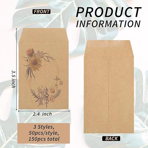 Miniatura 2 de Paquete de 150 sobres de ahorro de semillas, sobres de papel pequeños para semillas, mini sobres, sobres de monedas, sobres de llaves, sobres de