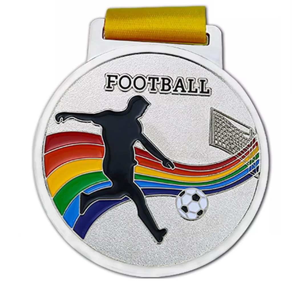 Juego De Medallas 12 Piezas, Medallas Fútbol, Medallas Colgantes Metal Medalla Oro Copa Campeonato con Cinta, Adecuado para Medallas Premios Torneos De Fútbol(Silver)