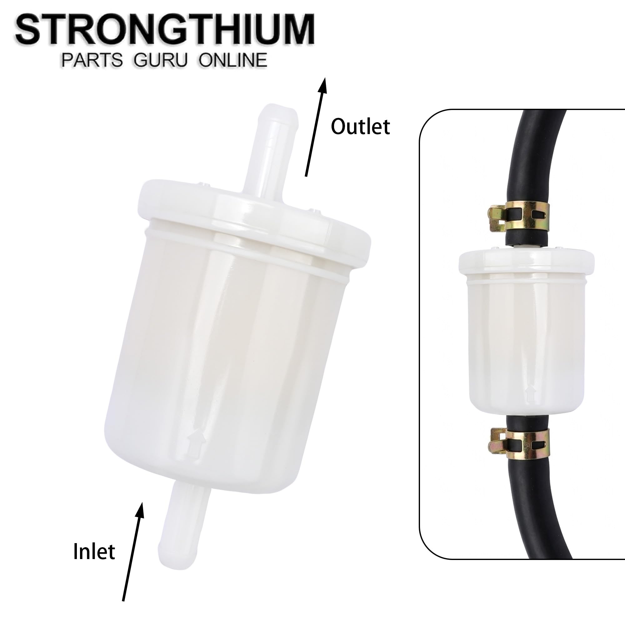 Strongthium Filtr Paliwa 5/16 12581-43012 do Traktorka Kosiarki Kubota BX23S BX24 BX25 BX2200 GR2100 ZD1211 RTV900 Zestaw Serwisowy z Zaciskami 2 Sztuki