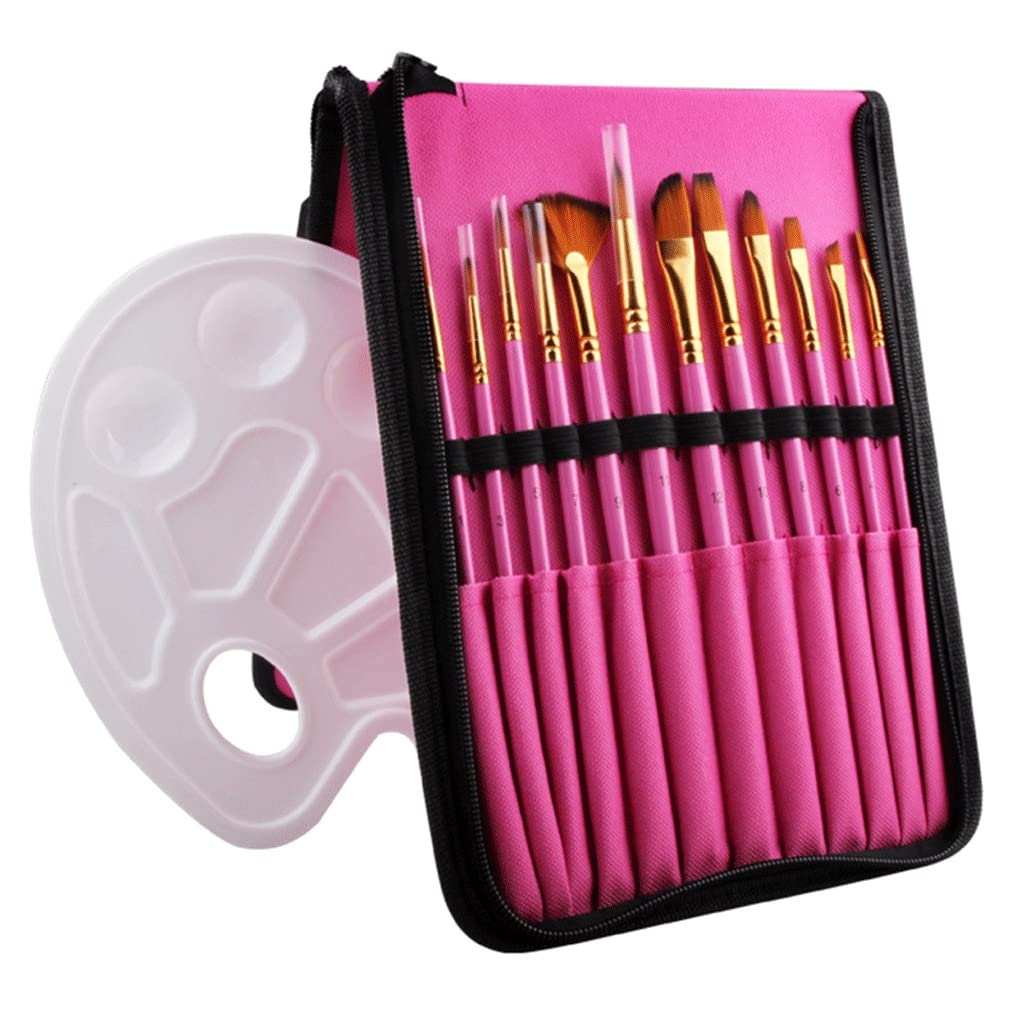 Ensemble de 12 pinceaux en Nylon, Coffret de pinceaux Professionnels, Fournitures Scolaires, kit de Peinture, D - Voir Photo,D
