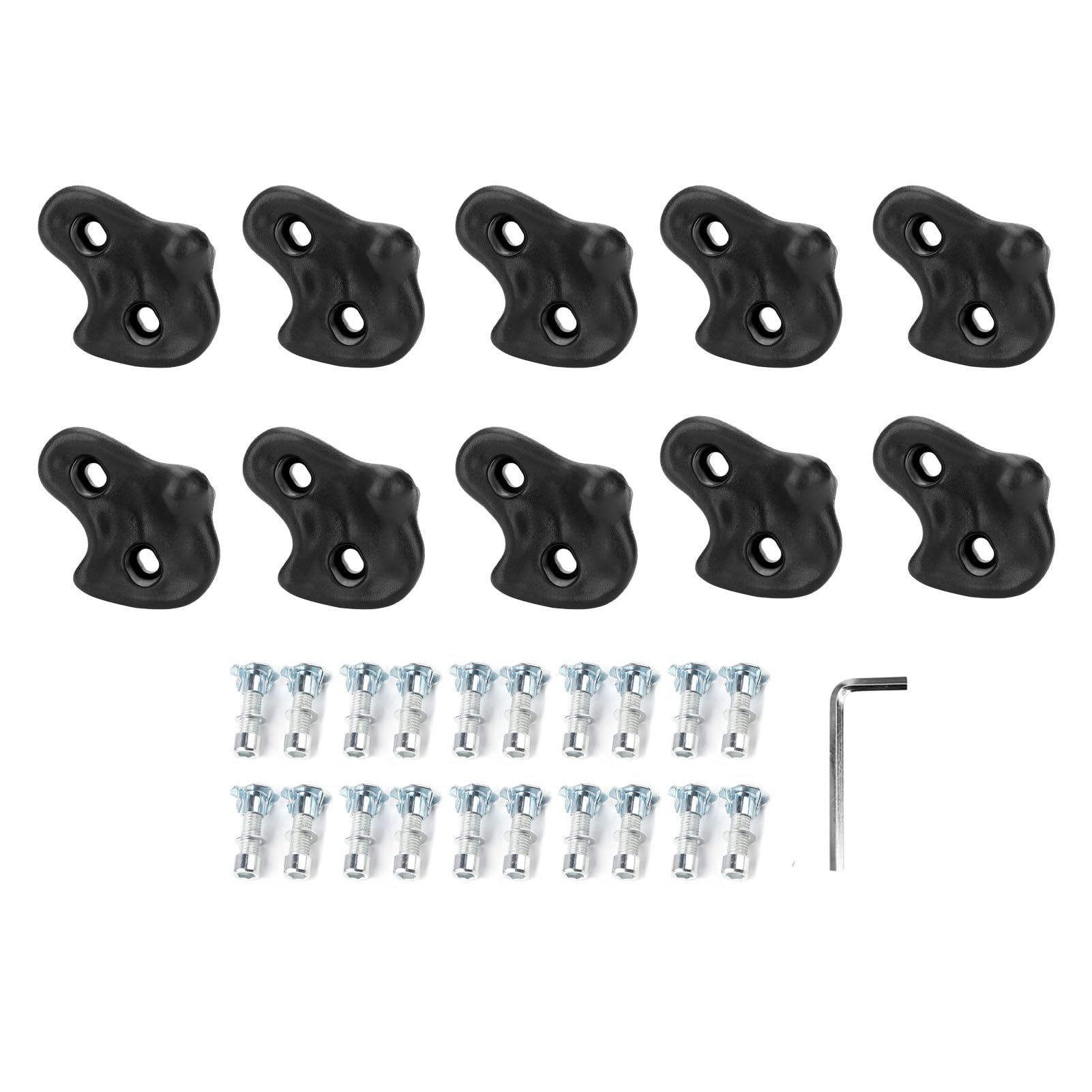 Kikumi 10PCS Rock Climbing Holds PE Ergonomic Comfortable Hand Feeling Climbing Rock Wall Grips for Indoor Outdoor (Black)