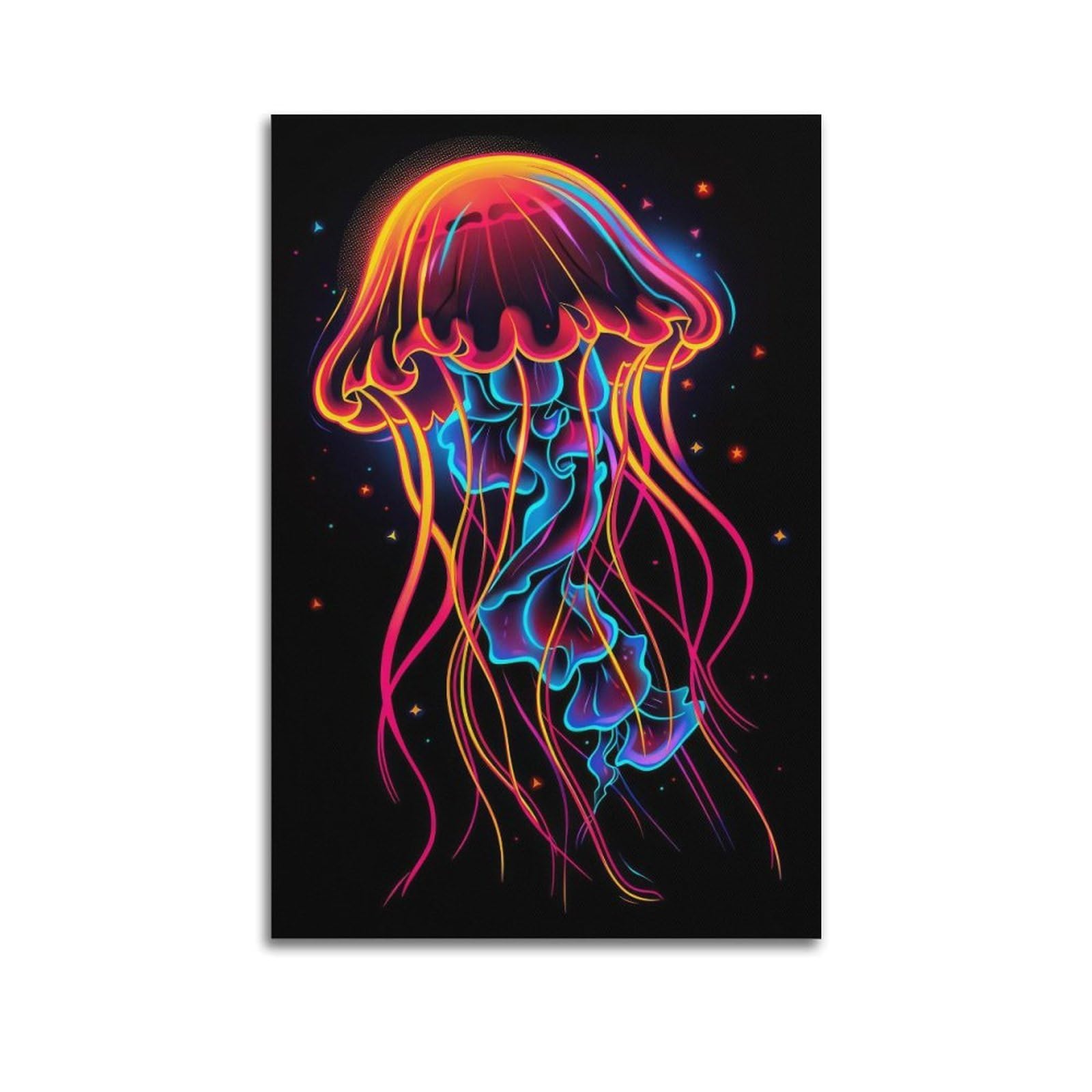 CPGLJD Marine Animal Poster Neon Jellyfish Poster Decorative Painting Canvas Wall Posters And Art Picture Print Modern Family Bedroom Decor Posters 20x30inch(50x75cm)