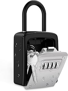 Olipiter Combination Lock Box, Upgraded Lock Box for Keys Outdoor, Weatherproof 4 Digit Key Safe Box, 5 Keys Capacity Key Storage Lockbox with Shackle for Indoor Outdoor, 3.66inch