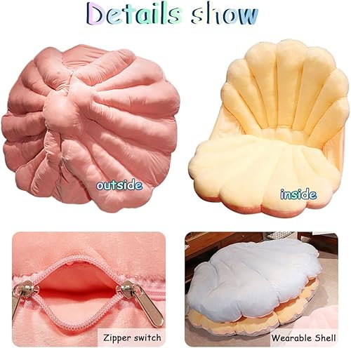 Miniatura 2 de Almohada decorativa 3D de conchas marinas con diseño de conchas marinas, almohada grande con relleno de terciopelo suave, cojín decorativo de suelo