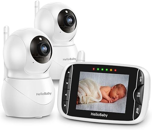 HelloBaby Monitor con cámara y audio, pantalla IPS pantalla LCD Video Monitor de bebé sin visión nocturna infrarroja WiFi, canción de cuna de