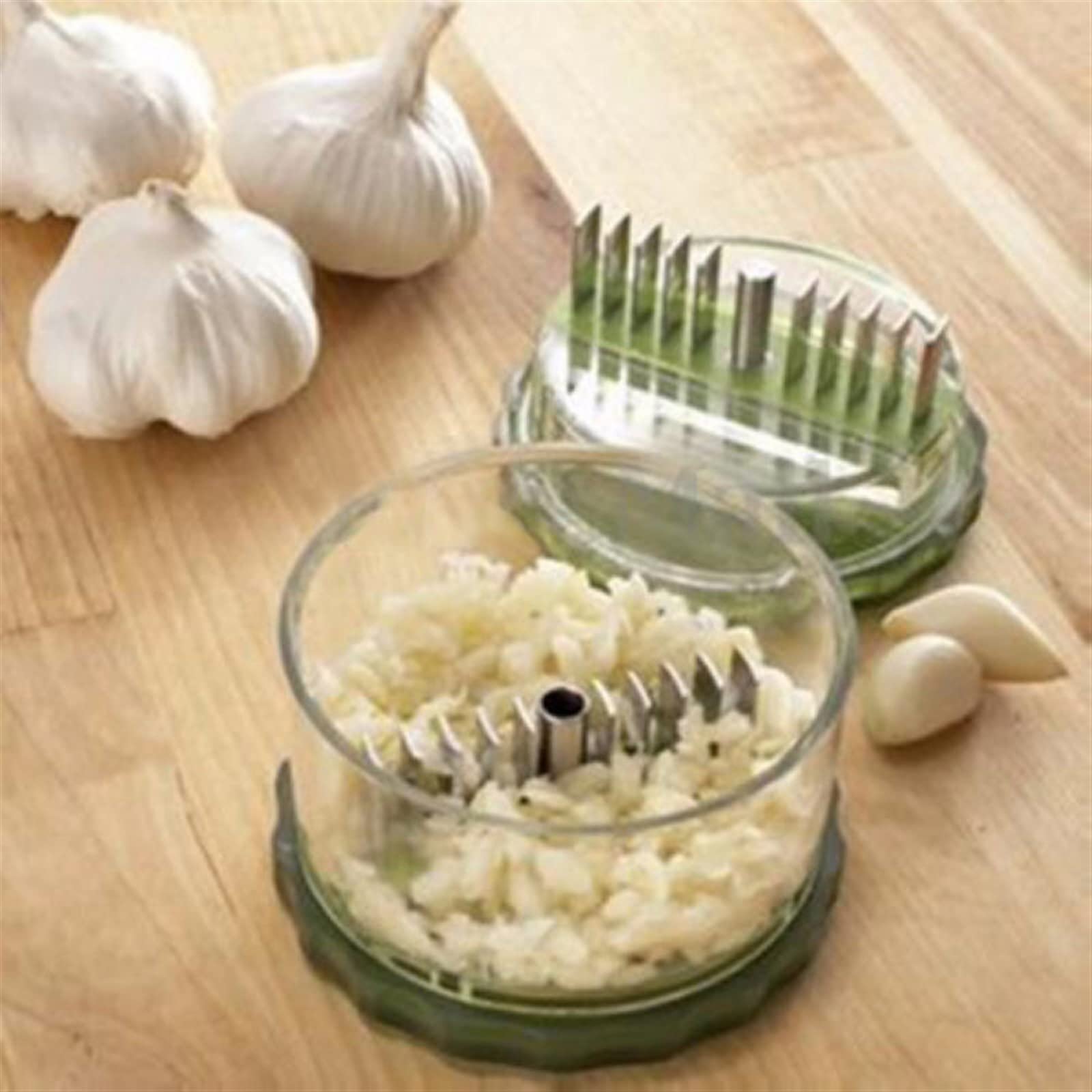 Knoblauchzerkleinerer, Knoblauchpresse, Zerkleinerer, Ingwer-Fleischwolf, Knoblauchreibe, Mini, tragbar, ABS-Edelstahl, Knoblauchpresse, Zerkleinerer, Slicer, Handpresser, Grin