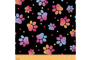 Colorful Paw Print Fabric by The Yard