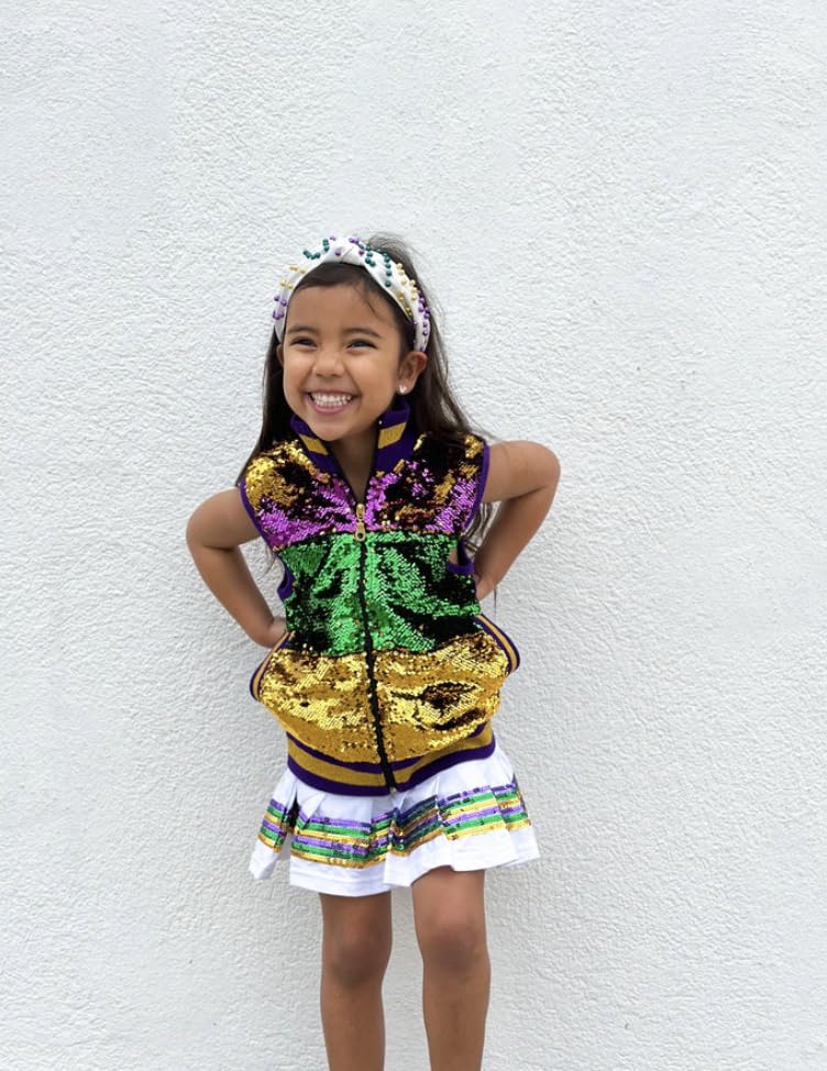 Purple, Green, and Gold Sequin Striped Mardi Gras Youth Vest3