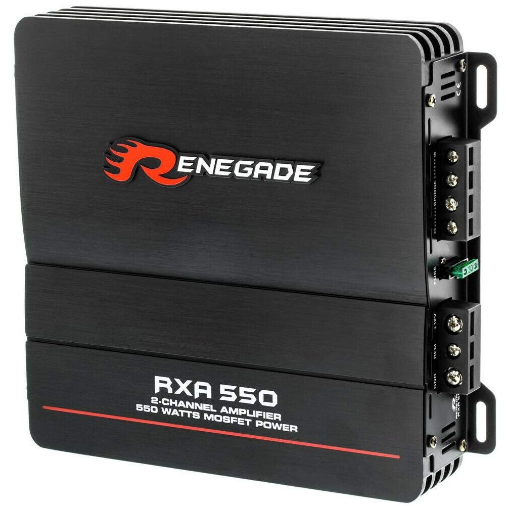Renegade 1 Amplificador RXA550 RXA 550 2 Canales estéreo Clase AB 2 x 135 vatios rms 550 vatios máx con Bass Boost para Coche, 1 Pieza