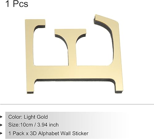 Miniatura 3 de PATIKIL Adhesivos de pared de acrílico 3D con espejo del alfabeto con letra E, autoadhesivas, decoración del hogar, letrero de letra, calcomanía