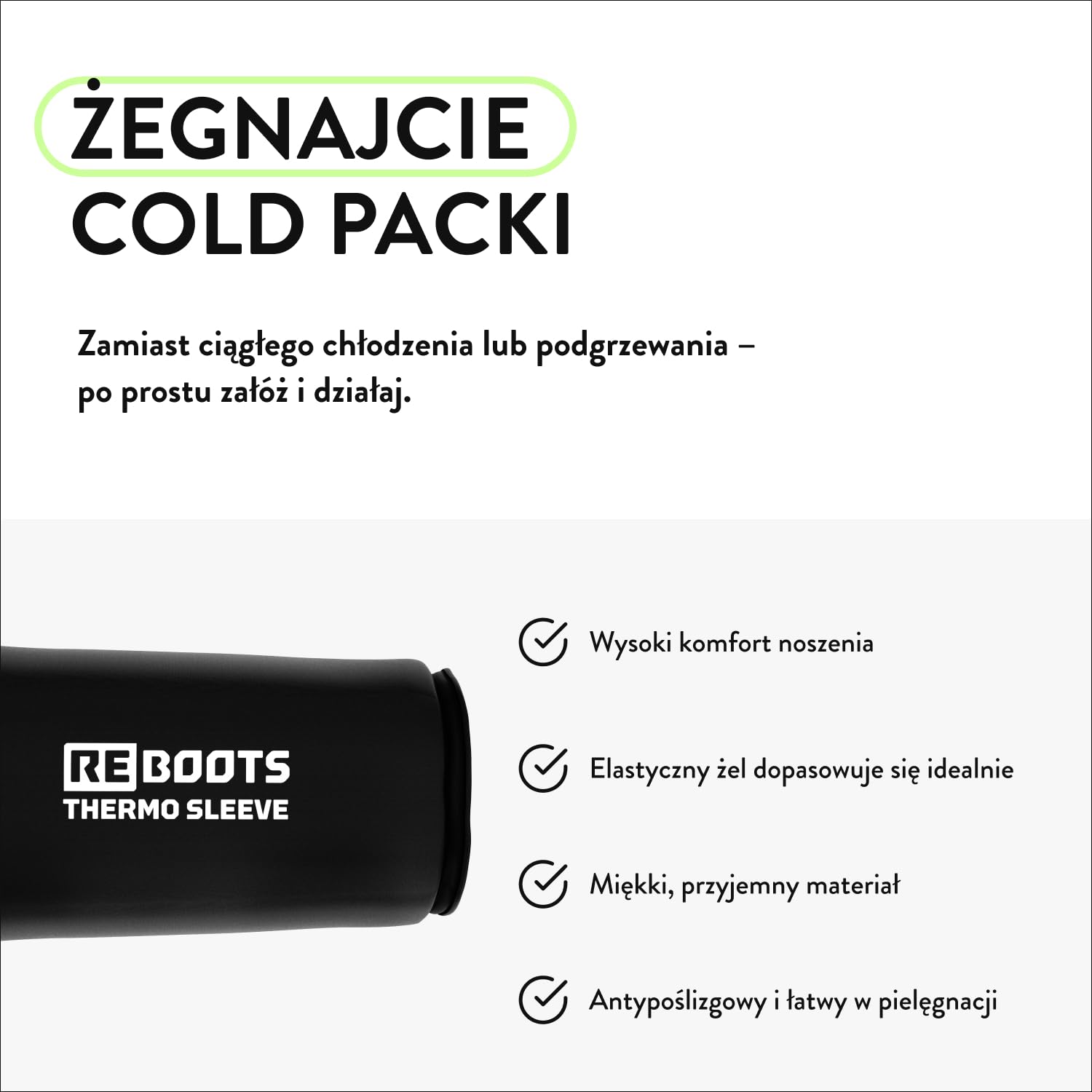 Thermo Sleeve | bandaż | terapia cieplna i zimnem | przeciwko zapaleniom | do regeneracji | podkładka rozgrzewająca i chłodząca | L