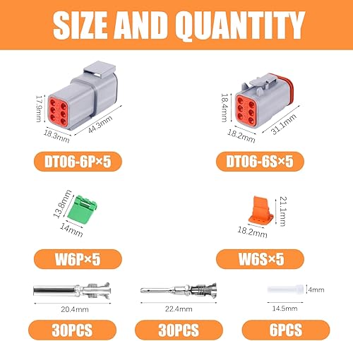 Miniatura 2 de Juego de 86 conectores Deutsch DT de 6 pines grises, 5 unidades, conectores de cable eléctrico impermeables con contactos estampados y enchufe de