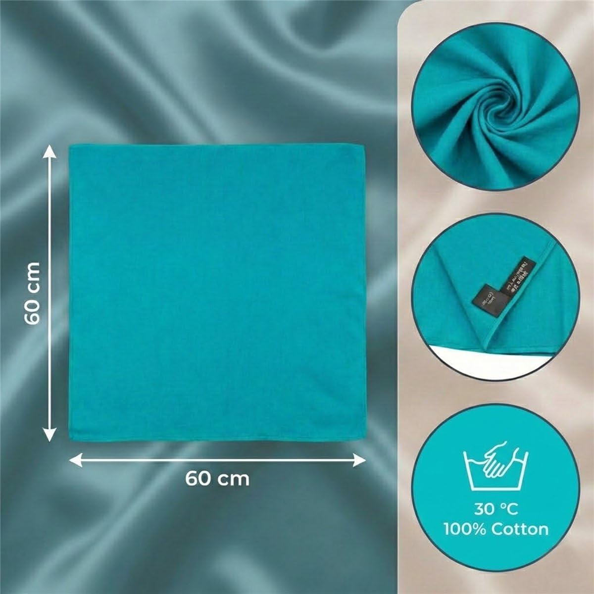 TigerTie Damska apaszka Nickituch w jednokolorowym jednolitym kolorze - rozmiar chusty 60 x 60 cm - 100% bawełna