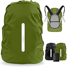 LAMA Paquete de 2 fundas de lluvia impermeables para mochila, reflectante, para la lluvia, anti-polvo, antirrobo, ciclismo, senderismo, campamento, viajes, actividades al aire libre, negro + verde