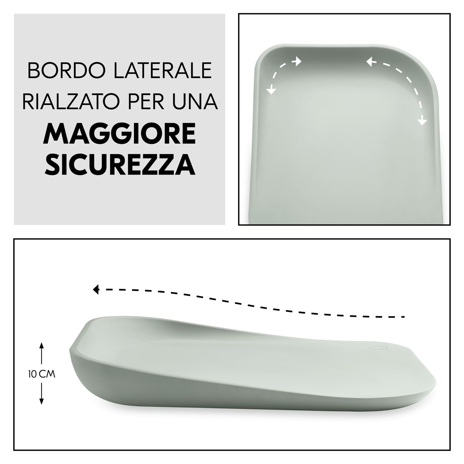 hauck Change N Clean, Verde Salvia - Fasciatoio Neonato 50 x 70 cm con Bordi Rialzati - dalla Nascita fino a 25 kg - Idrorepellente e Facile da Pulire - Privo di Sostanze Nocive