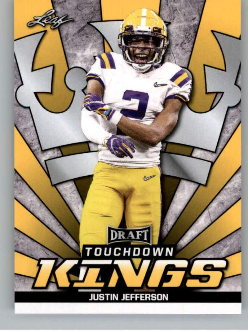 2020 Leaf Draft Gold Football #87 Justin Jefferson Pre-Rookie Trading Card LSU Tigers