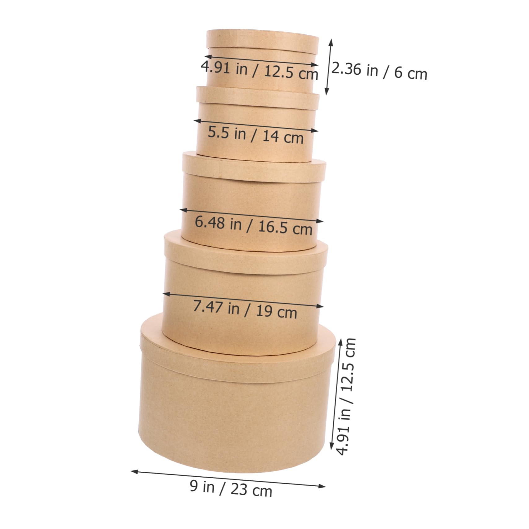 Runde Geschenkbox aus Kraftpapier, 1, 5 Stück für Feste | Khakifarbene Deko Schachtel, Elegante Form, nicht Leicht Abnutzbar, zum Verpacken von Süßwaren und Kleinen Accessoires