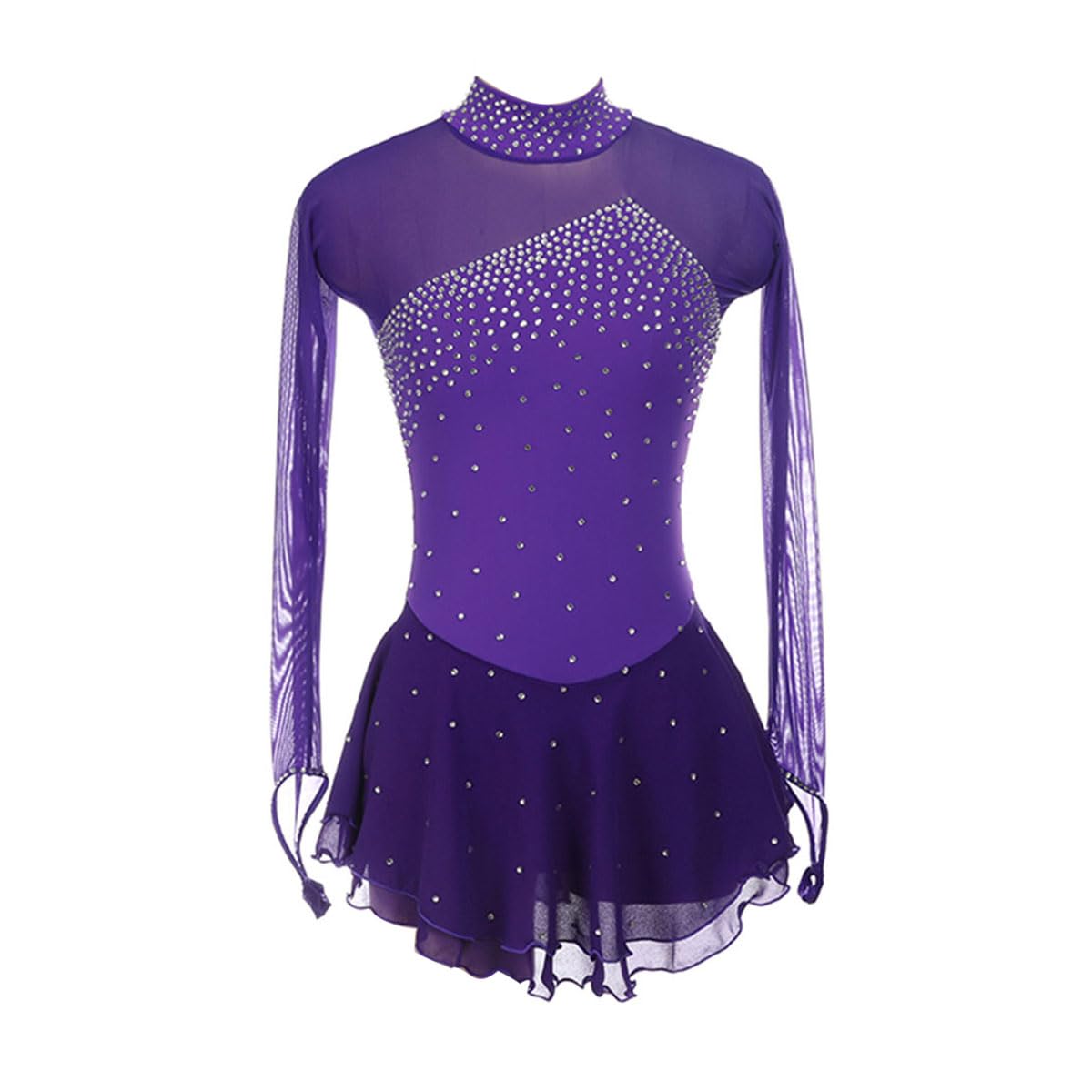 Eiskunstlauf Kleid Damen Eislaufen Rollschuh Kleid Langarm Kürkleid Mit Rollkunstlauf Wettbewerb Gymnastik Leotard Turnanzug Tanzkostüm Ballettkleid Eisllaufkleid