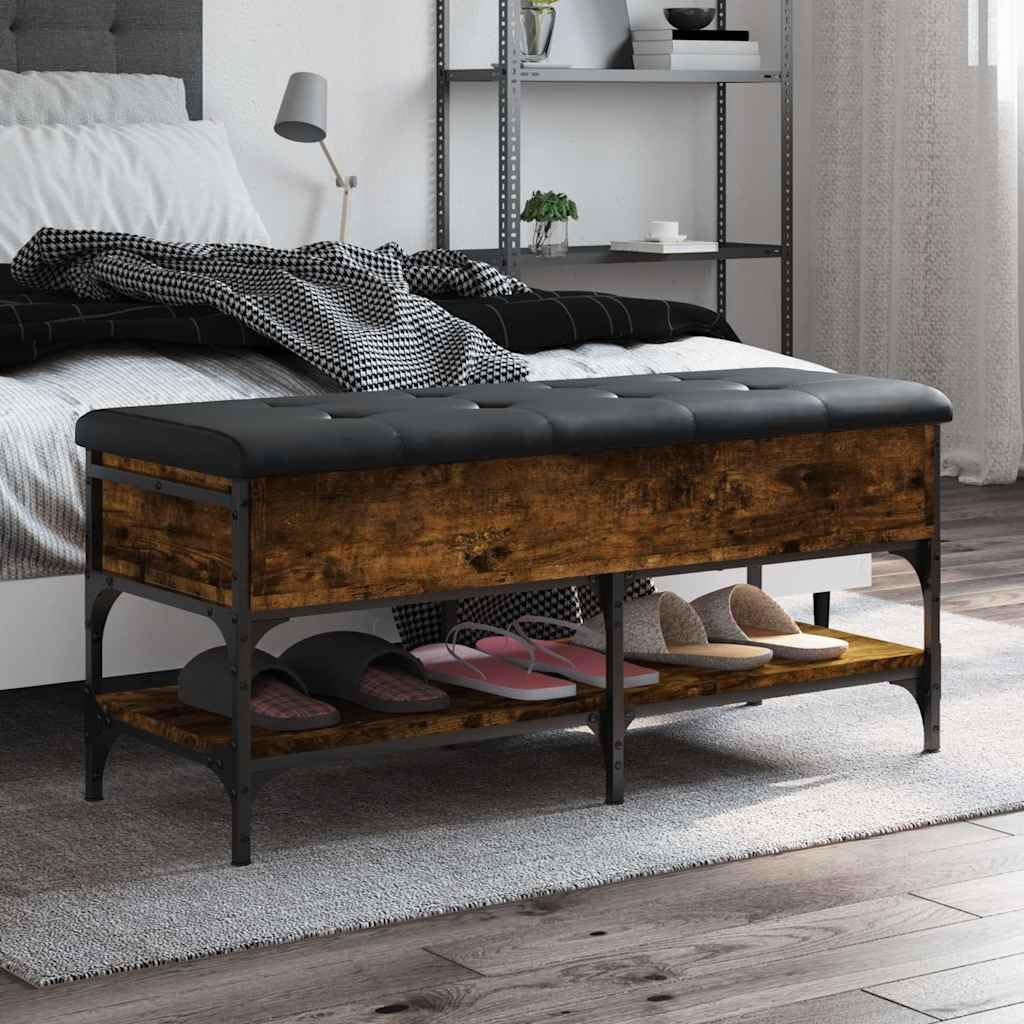 Banc de coffre ouvert en matériau dérivé du bois 102x42x45 cm