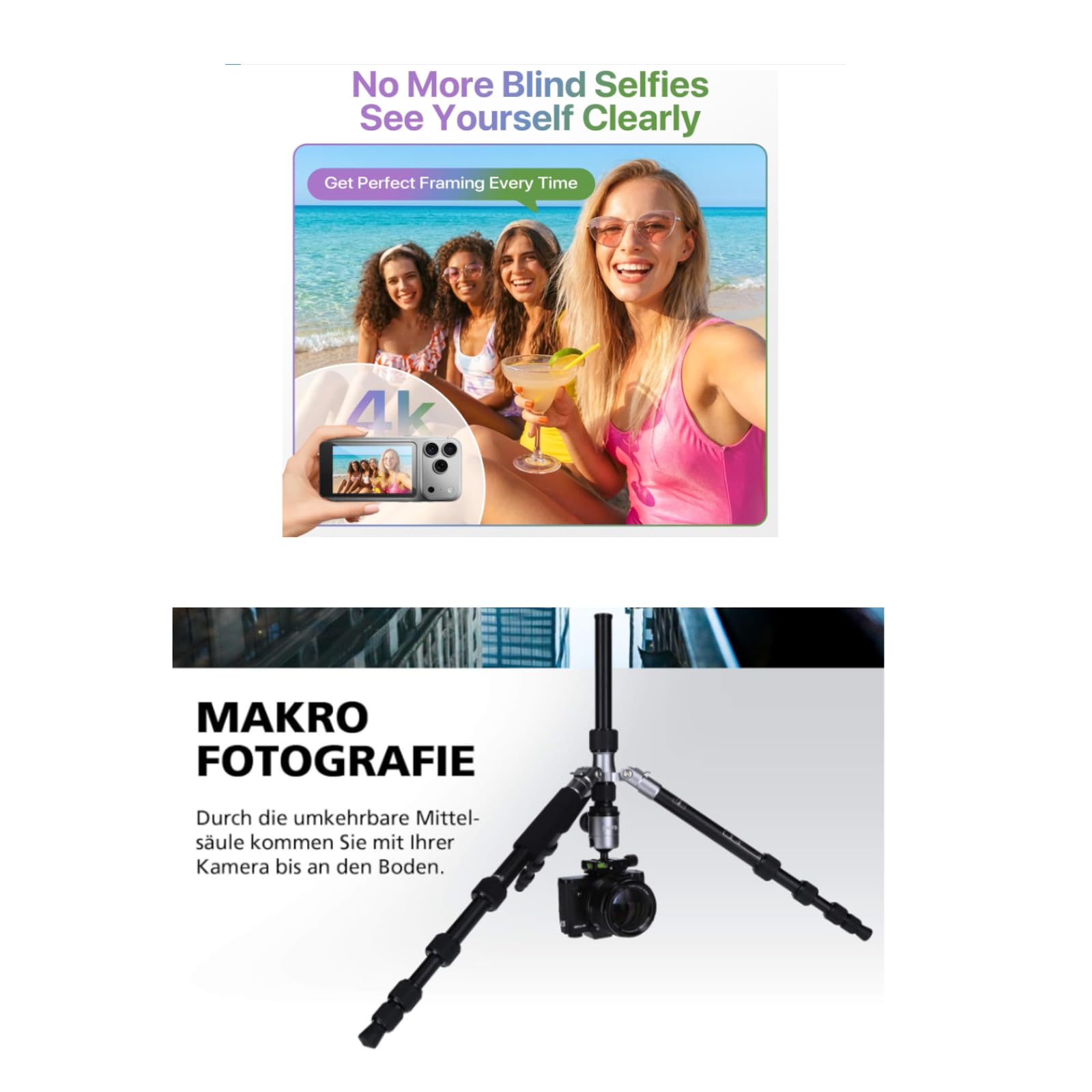 Mini Tripod Moman TR01 mały statyw stołowy mały statyw do aparatu CNC aluminium 1/4 3/8 mocowanie śrubowe maks. 80 kg obciążenie do Canon, Sony, Nikon, Panasonic DSLR, kamery, smartfona, gimbal,