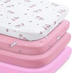 Feuilles de literie 4 Pack, Feuilles de lit pour enfant de 52'' x 28'' pour lit pour bébé standard & Matelas pour tout-petit, Microfibre douce et respirante, Feuille de bébé neutre, Dinosaures grises & Océan