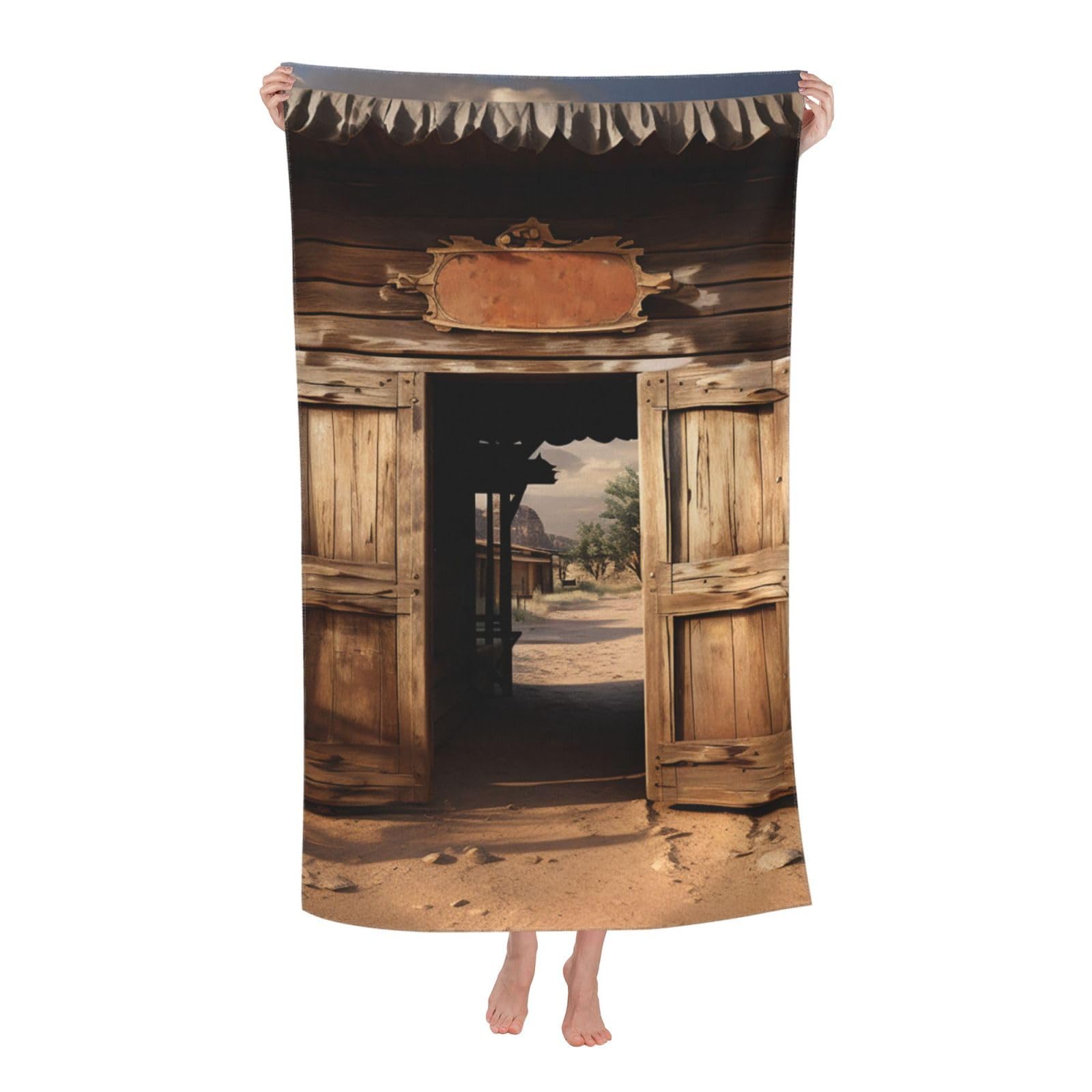 HLBSDM Retro Cowboy Western Country Farm Beach Towel 52 x 32 in Vacation Essentials Quick Dry Sand Free Pool Swim Towel Super Absorbent Bath Towels Oversized Gym Towels Travel Blanket Gift