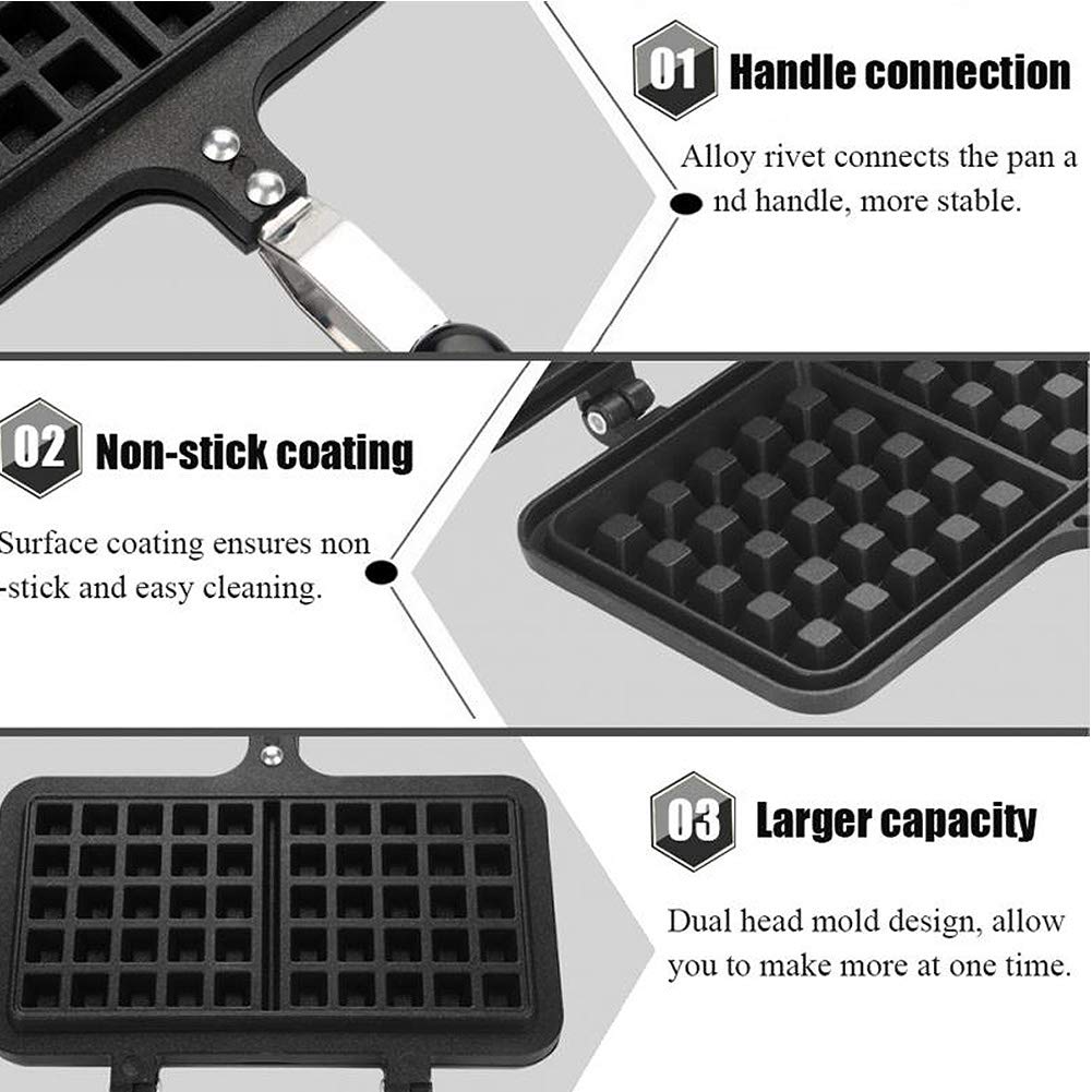 CANDeal - Sartén Antiadherente de Gran tamaño para Hacer gofres para gofres belgas, tostadora para sándwich, Desayuno, Uso en la Estufa