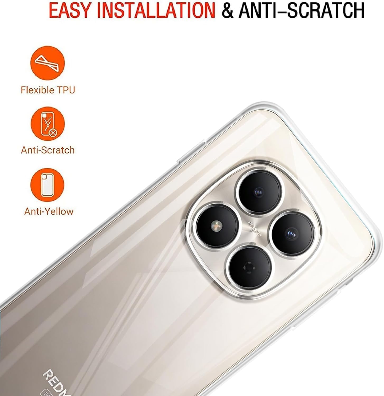 Captor Cover Xiaomi Redmi Note 15 Pro 5G, Custodia Trasparente in Silicone Morbido, Sottile, Anti-Graffio, Protezione Fotocamera, Anti-Ingiallimento, Resistente per Cover Redmi Note 15 Pro 5G