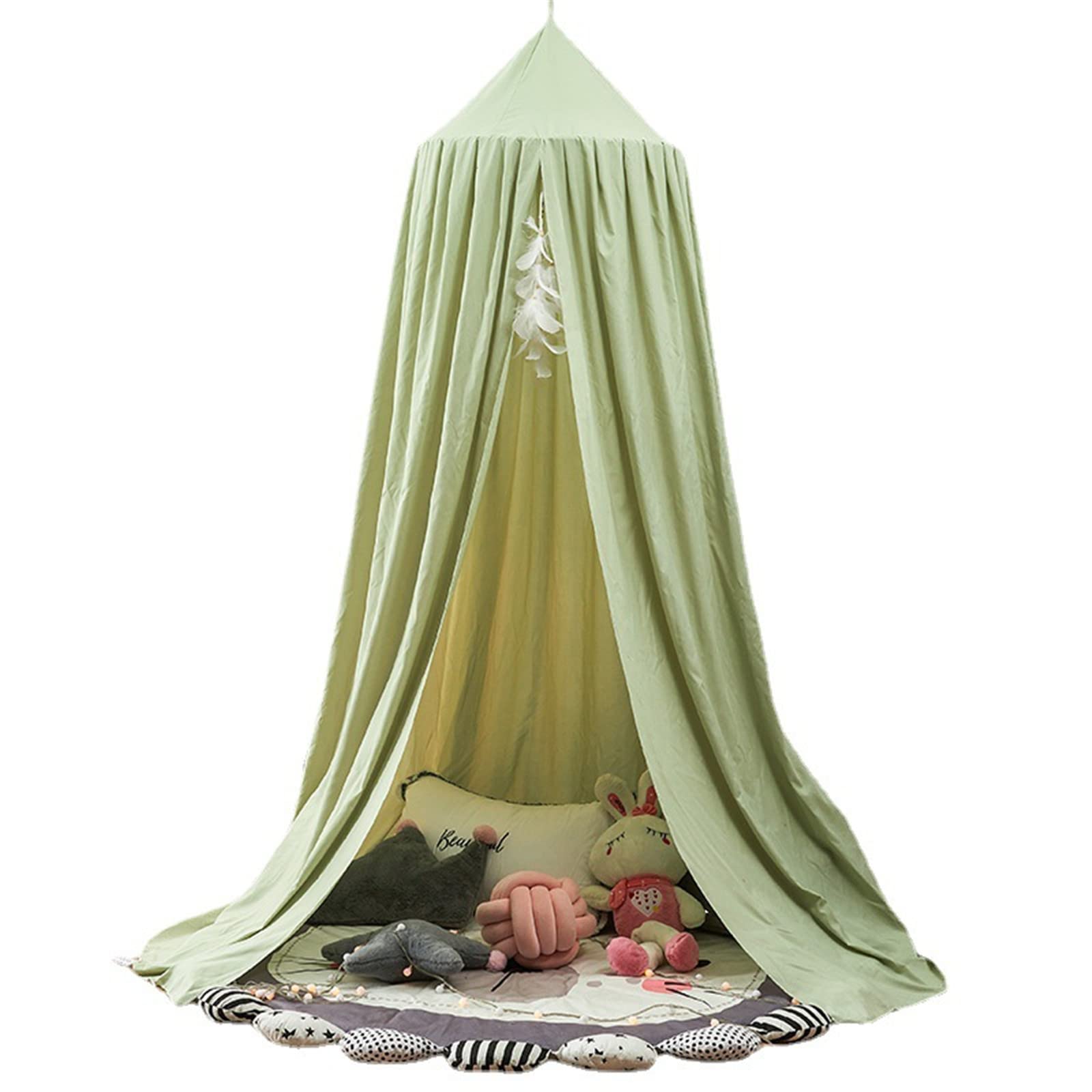 Dosel, dosel para cama infantil, cortina de cama para bebé, redonda, princesa, mosquitera para habitación infantil y sala de juegos, decoración (verde)