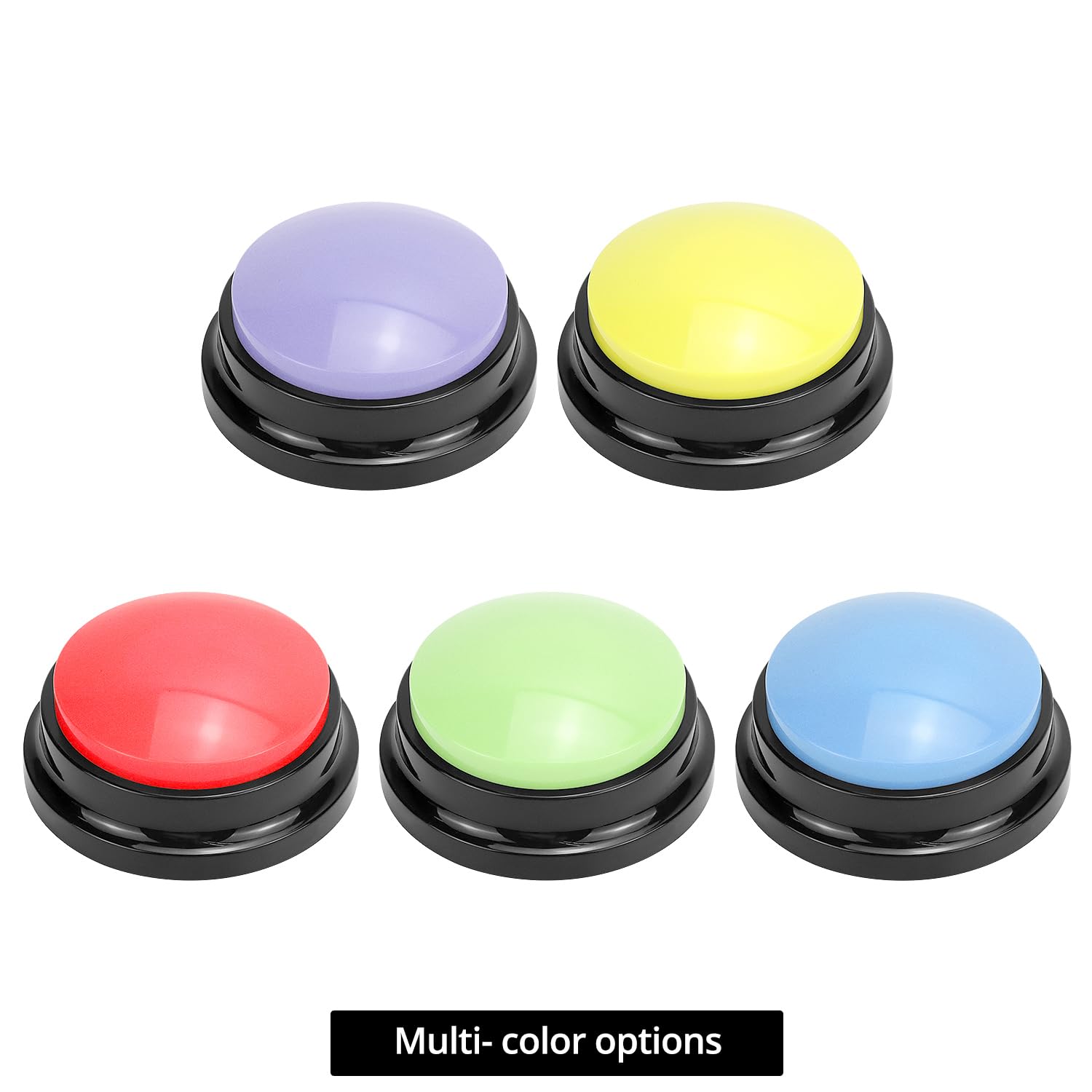 QWORK® 5 Colores Botones de Entrenamiento para Perros grabables, Juguete de Inteligencia para Perros, Incluye 25 Pegatinas, Pilas no Incluidas