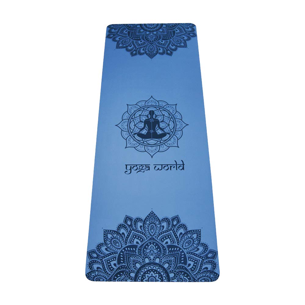 Yoga World Mandala PU Yoga Mat - Non-Slip Surface & Anti-Skid TPE Underside - Excellent Grip in Wet & Dry Conditions - Soft, Eco-Conscious, degradable Floor Cushion for Exercises - 185 x 68 x 0.4cm