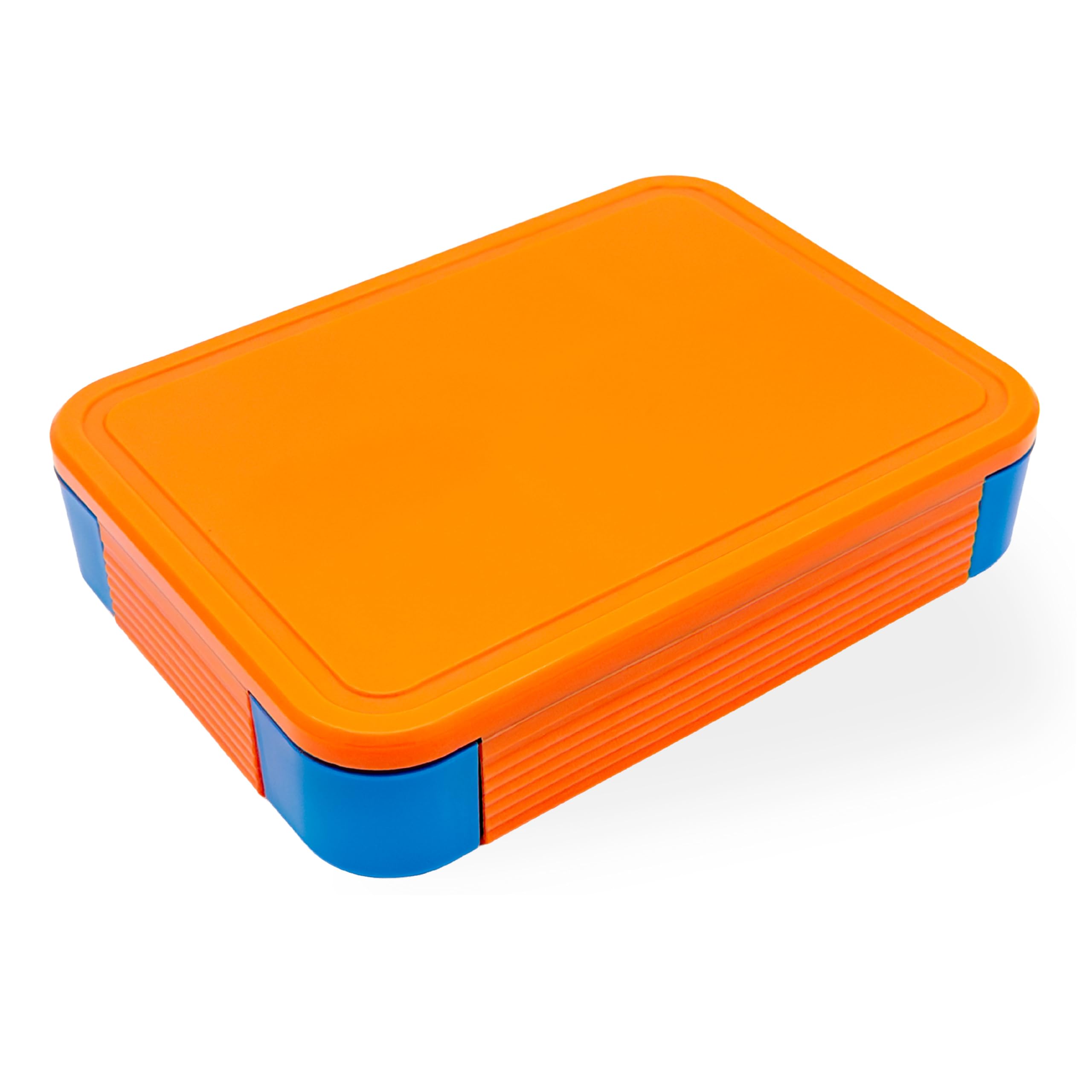 Meekco Lunch Box with Six Compartments – Large Capacity, Leakproof, BPA-Free, Microwave & Dishwasher Box – Bento Box with Spoon and Fork - Adult - Orange/Blue