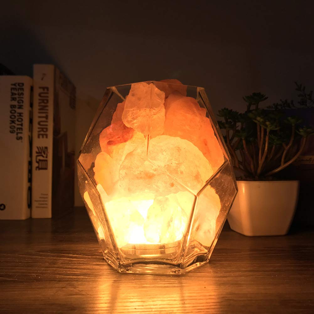 OHLGT Lampada di sale, dell'Himalaya di notte della lampada di cristallo di luce Salt Lampada a mano Scolpita luce del sale (Due prese sospese