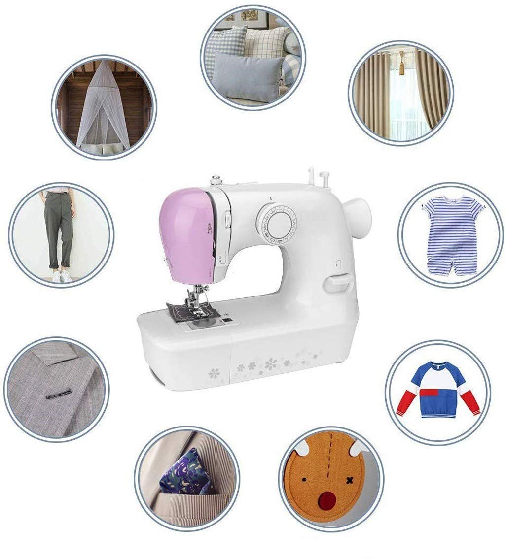 Juego de máquina de Coser pequeña portátil para Adultos y niños, Mini máquina de reparación de Manualidades eléctrica multifunción de Mano 12 Puntadas integradas, 2 velocidades Dobles con Pedal