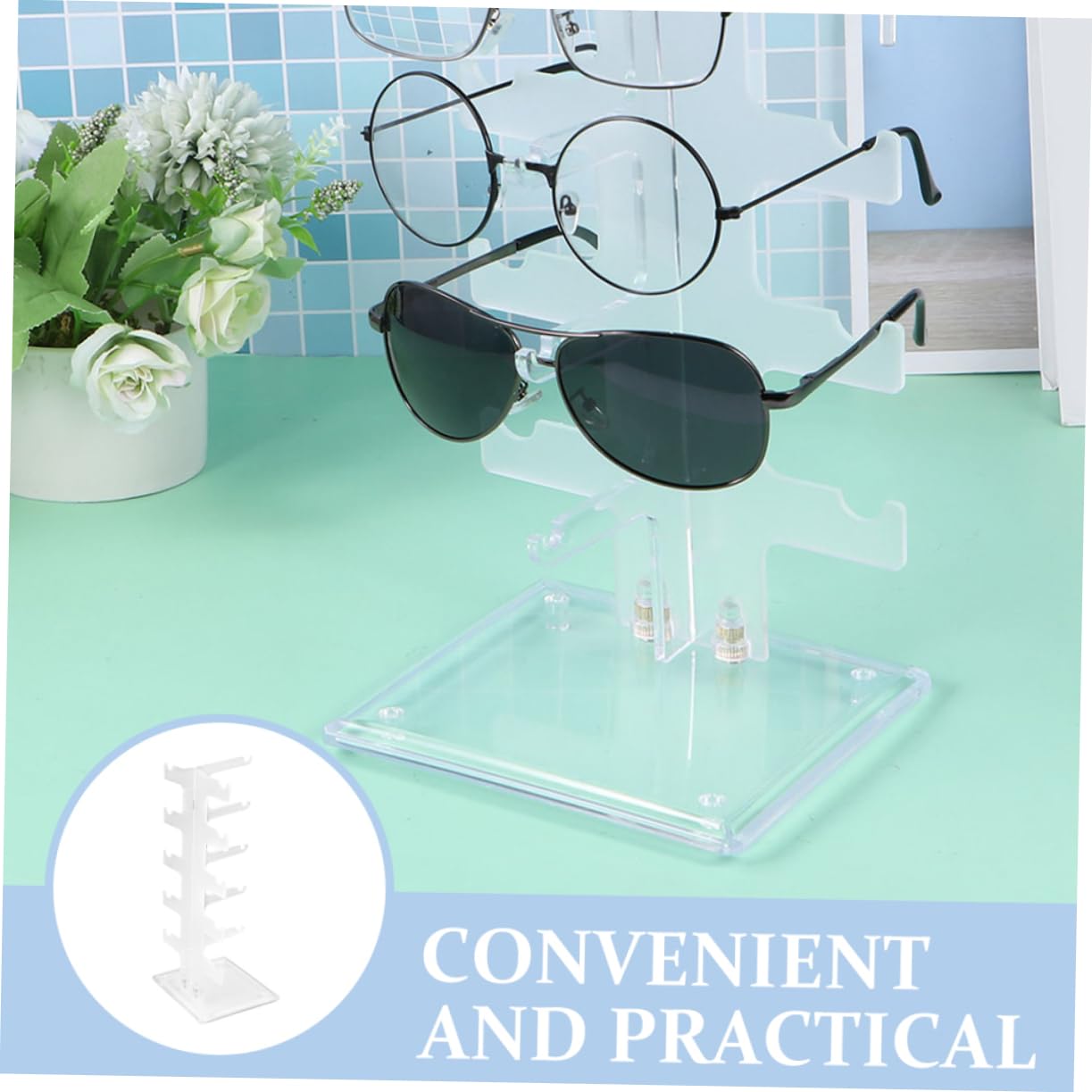 Unomor Glasses Display Stand Eyeglasses Sunglasses Holder Desktop Stand Eye Glasses Eyeglass Holder Sunglasses Stand Sunglass Holder for Home Glasses Stand Holder Sunglass Stand Acrylic