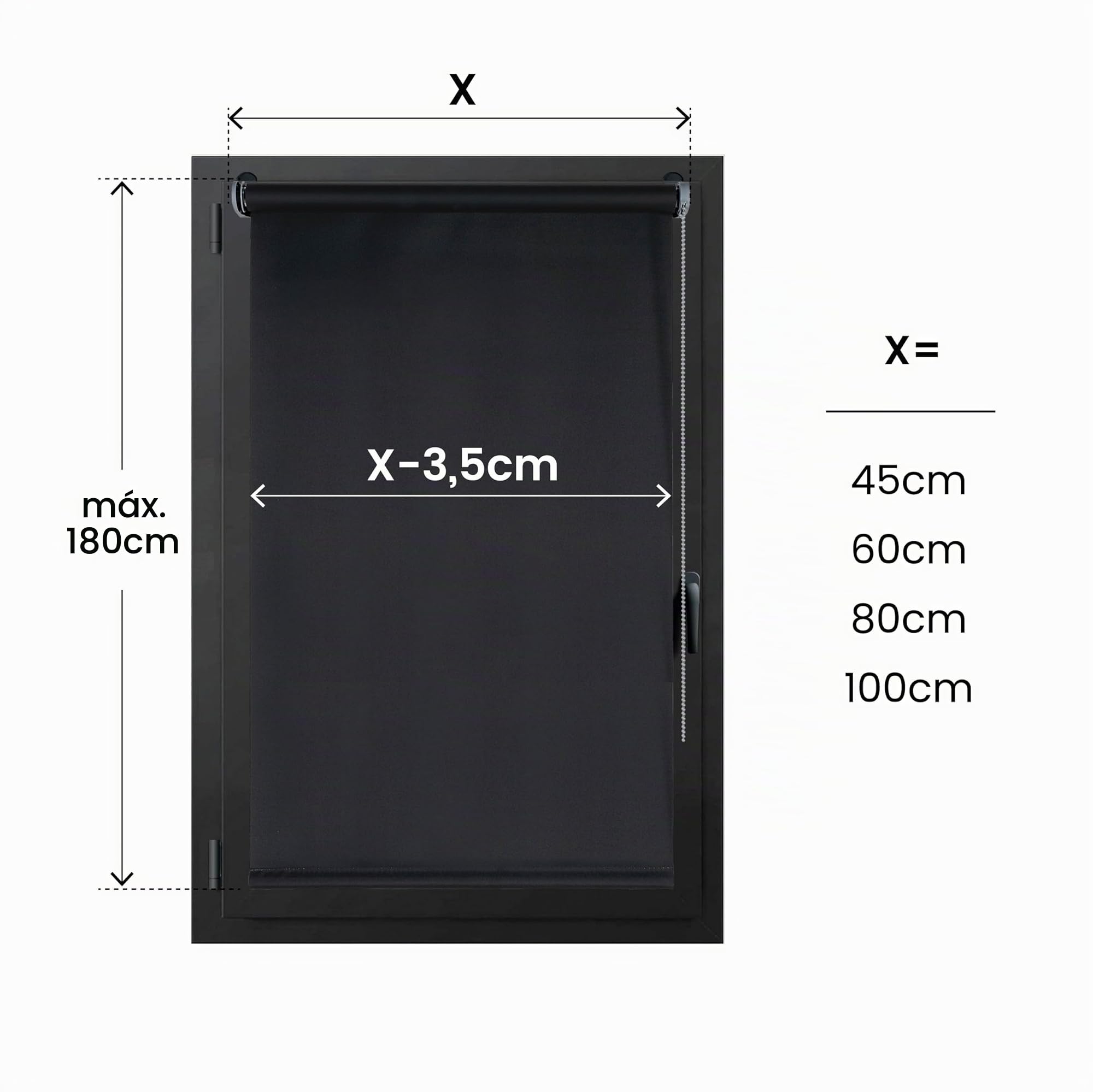 Estores Opacos sin taladrar 100% Blackout Térmicos 60x180 cm Negro | Instalación sin agujeros. Estores enrollables blackout para ventanas. Oscuridad total en dormitorio y habitación StoresDeco