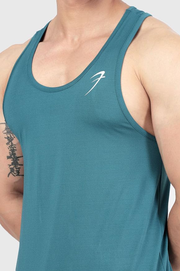 Image of FUAARK Surge Slim Fit Solid Gym Tank Tops for Men
