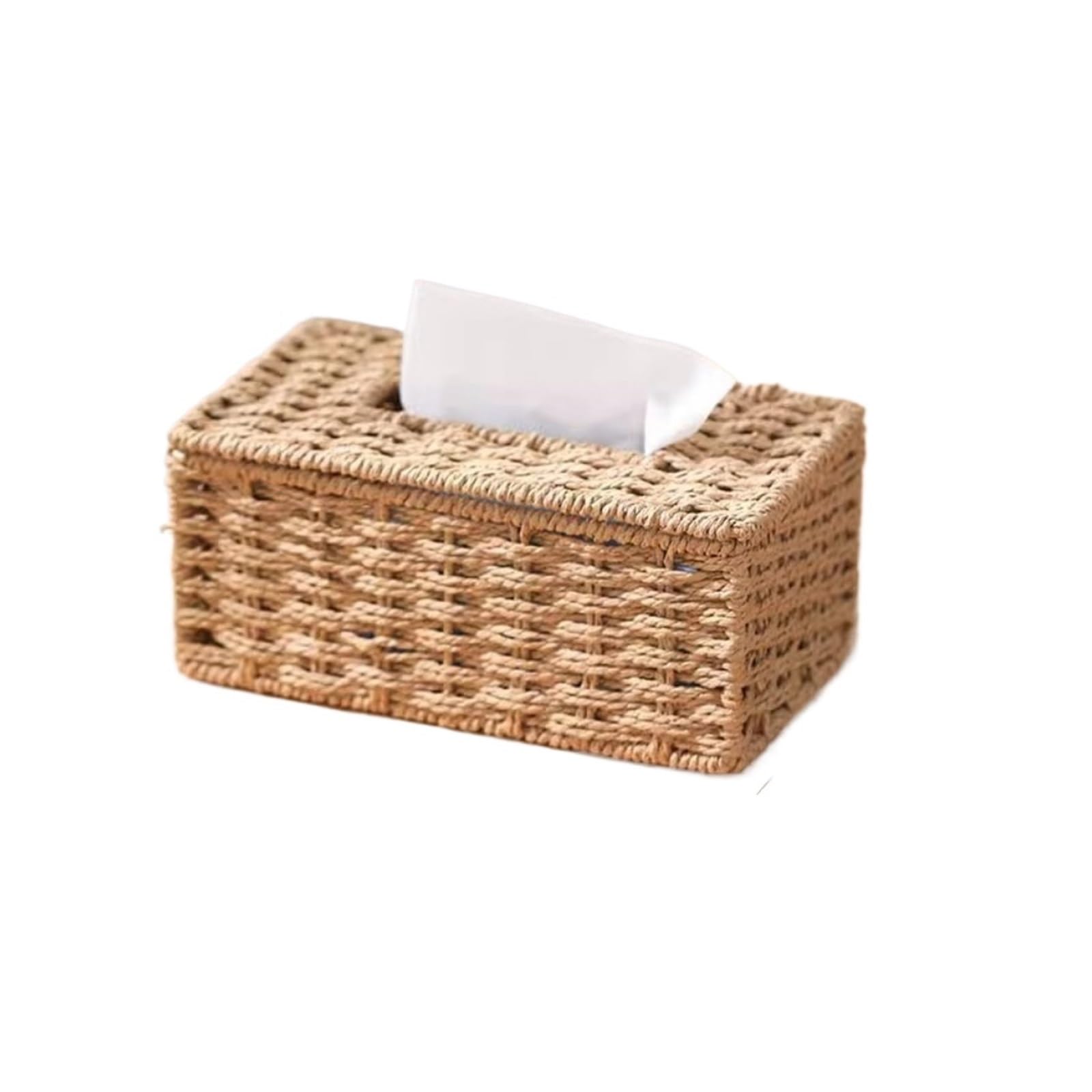 Rattan Tissue Box Cover Imitation Rattan Woven Tissue Box Large Capacity Vintage Napkin Holder Paper Towel Office(Camel)