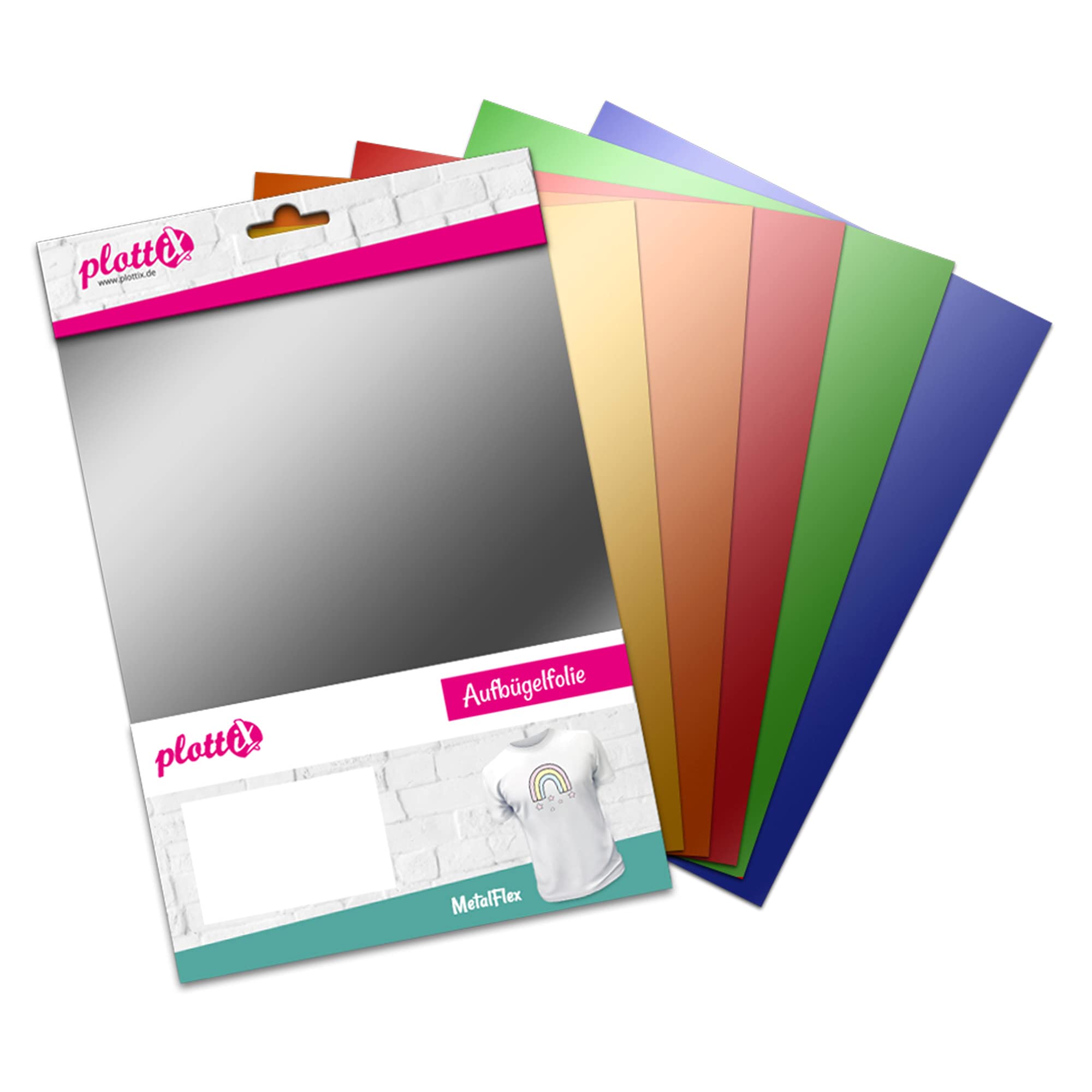 plottiX Film thermocollant multicolore 20 x 30 cm feuille de transfert textile 101894