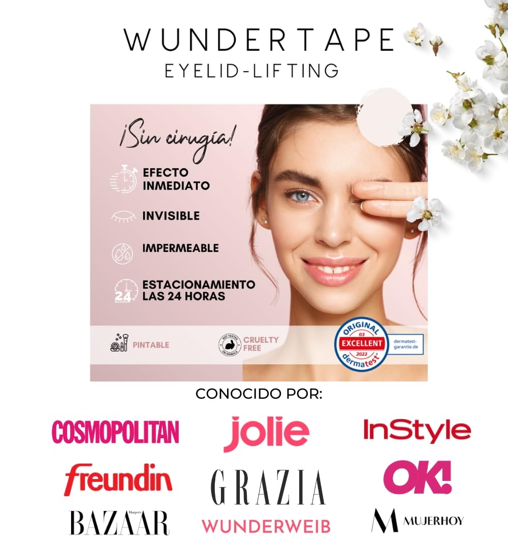 WUNDERTAPE L 144 szt. Double Eyelid Tape Stickers - Cinta Adhesiva Lifting Invisible para Párpados Caídos
