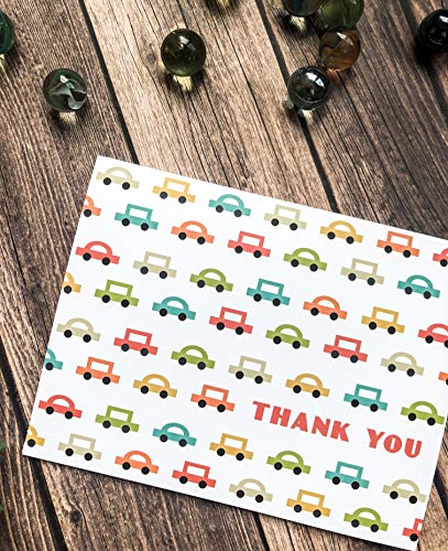 Two Poodle Press Modern Baby Boy Shower Thank You Cards, Cool Retro Pop Tone Cars, For Baby Shower Or Birthdays - Liam #TOP3